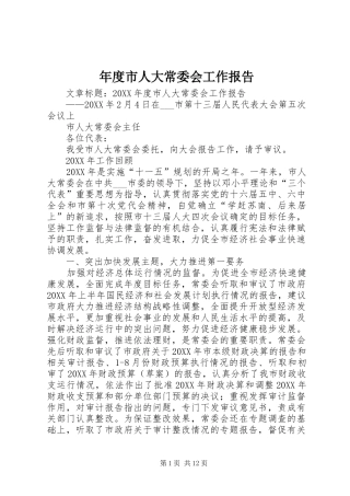 2024年年度市人大常委会工作报告