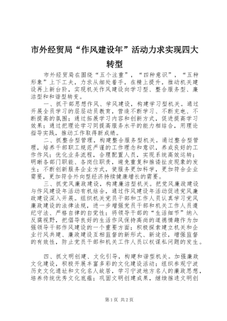 2024年市外经贸局作风建设年活动力求实现四大转型