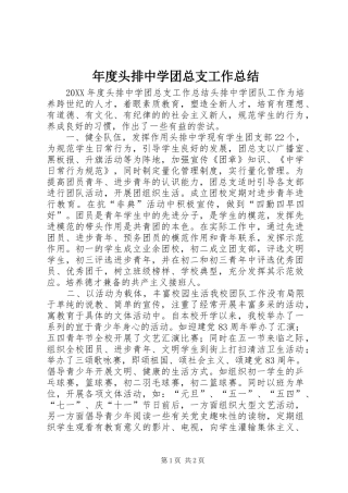 2024年年度头排中学团总支工作总结