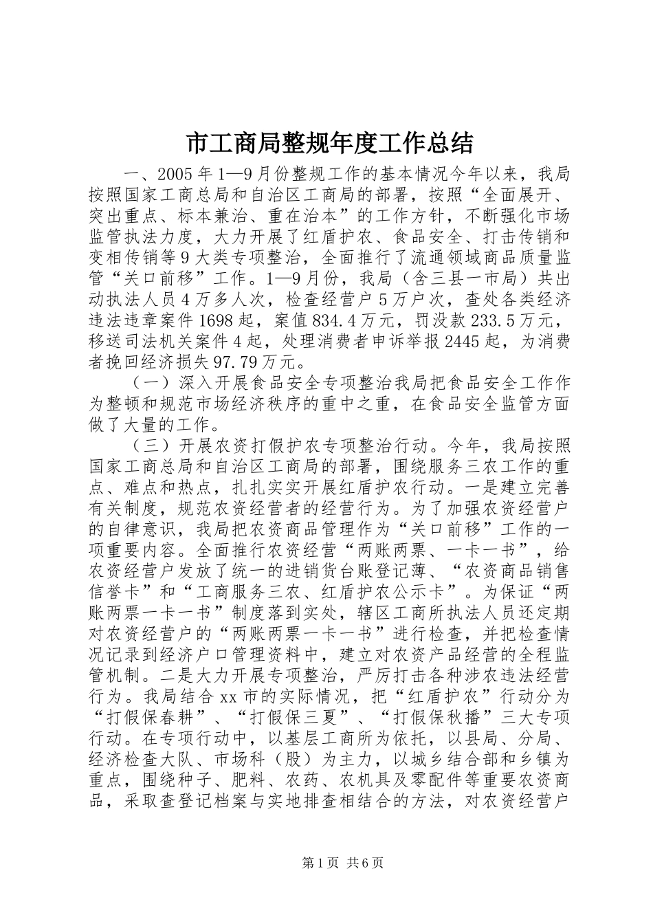 2024年市工商局整规年度工作总结_第1页