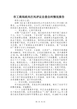 2024年市工商局政风行风评议自查自纠情况报告