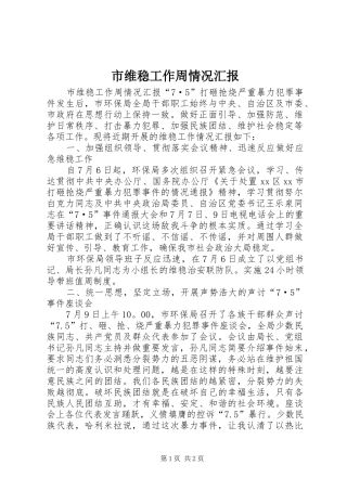 2024年市维稳工作周情况汇报