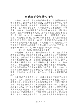 2024年市委班子全年情况报告