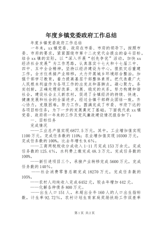 2024年年度乡镇党委政府工作总结