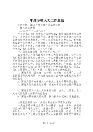2024年年度乡镇人大工作总结