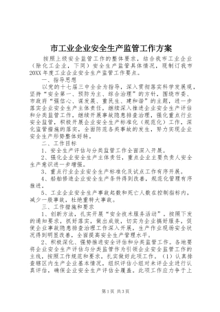 2024年市工业企业安全生产监管工作方案