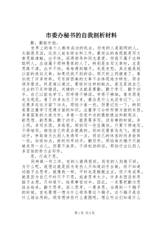 2024年市委办秘书的自我剖析材料