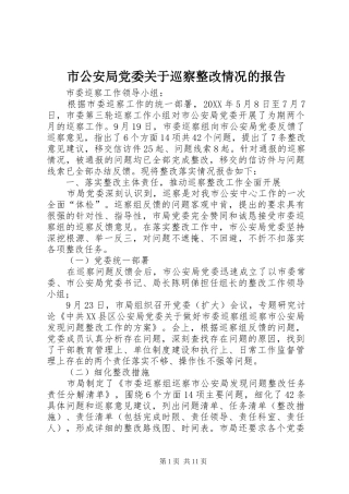 2024年市公安局党委关于巡察整改情况的报告