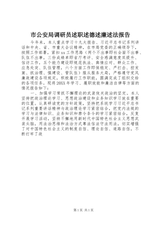 2024年市公安局调研员述职述德述廉述法报告