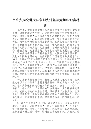 2024年市公安局交警大队争创先进基层党组织记实材料