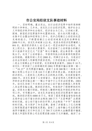 2024年市公安局经侦支队事迹材料