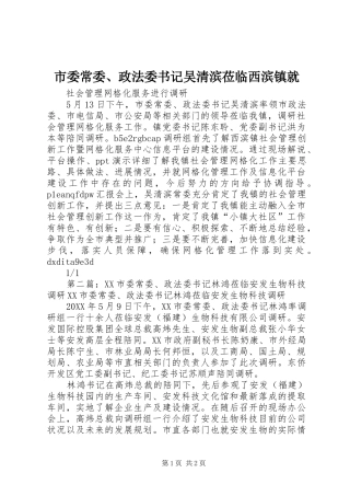 2024年市委常委政法委书记吴清滨莅临西滨镇就