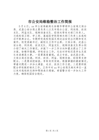 2024年市公安局维稳整治工作简报