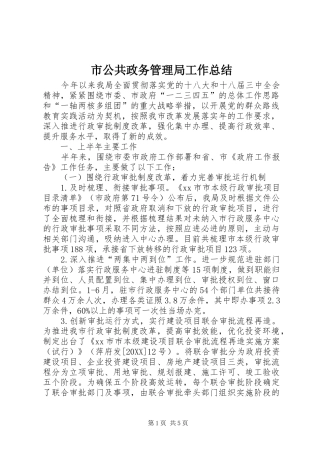 2024年市公共政务管理局工作总结