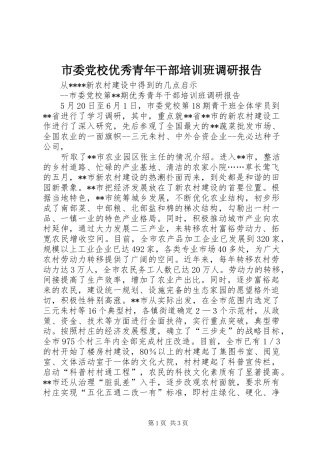 2024年市委党校优秀青年干部培训班调研报告