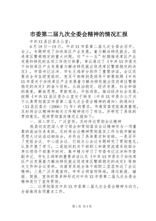 2024年市委第二届九次全委会精神的情况汇报