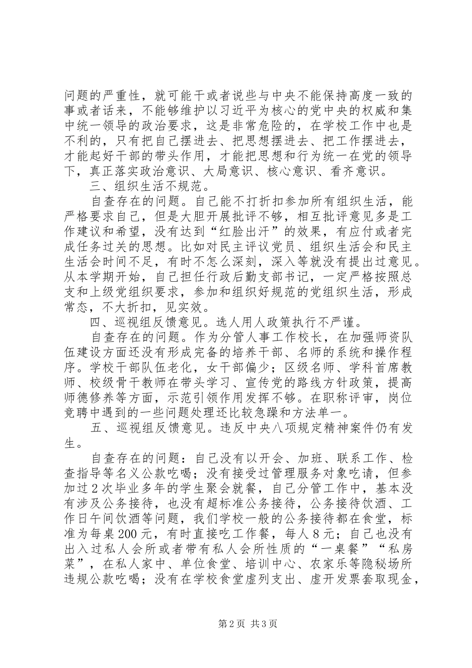 2024年市委第三巡视组巡视反馈意见及自查存在的问题_第2页