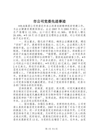 2024年市公司党委先进事迹
