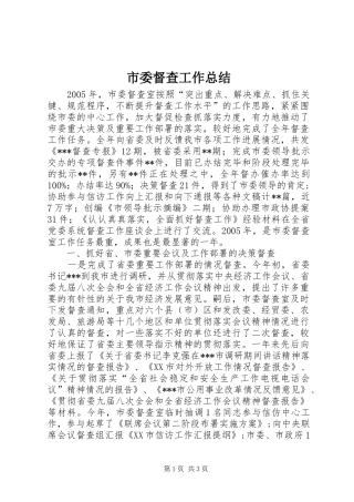 2024年市委督查工作总结