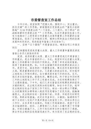 2024年市委督查室工作总结
