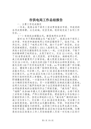 2024年市供电局工作总结报告