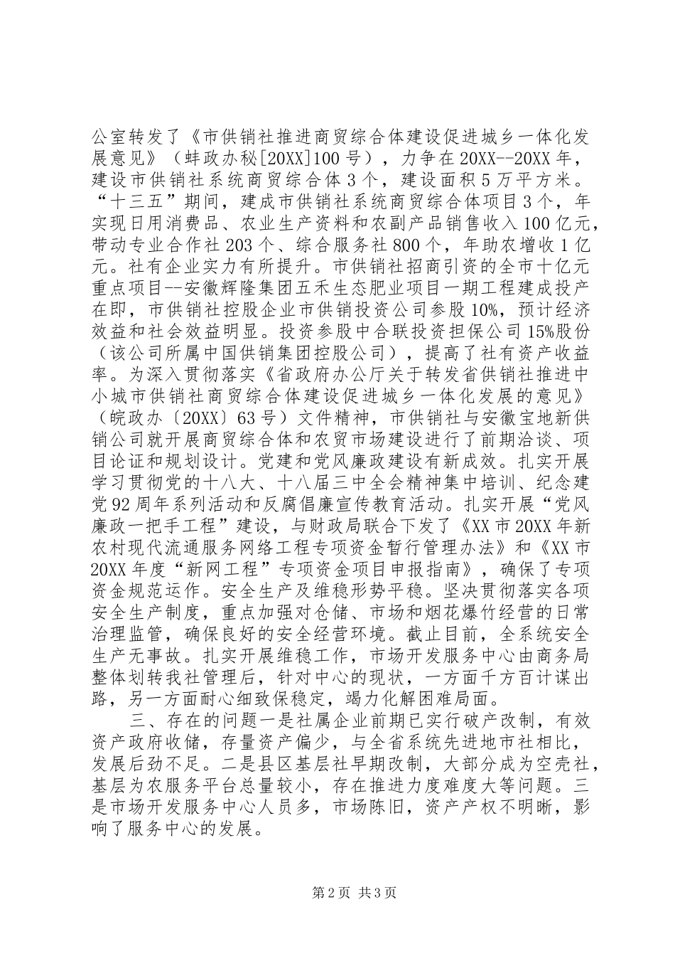 2024年市供销合作社联合社班子述职报告_第2页