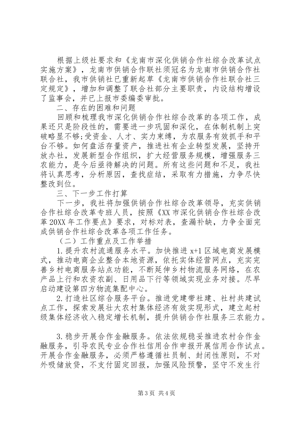 2024年市供销合作社综合改革工作推进情况汇报_第3页