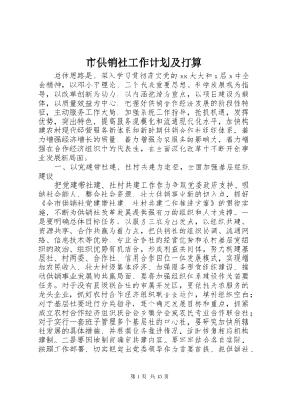 2024年市供销社工作计划及打算