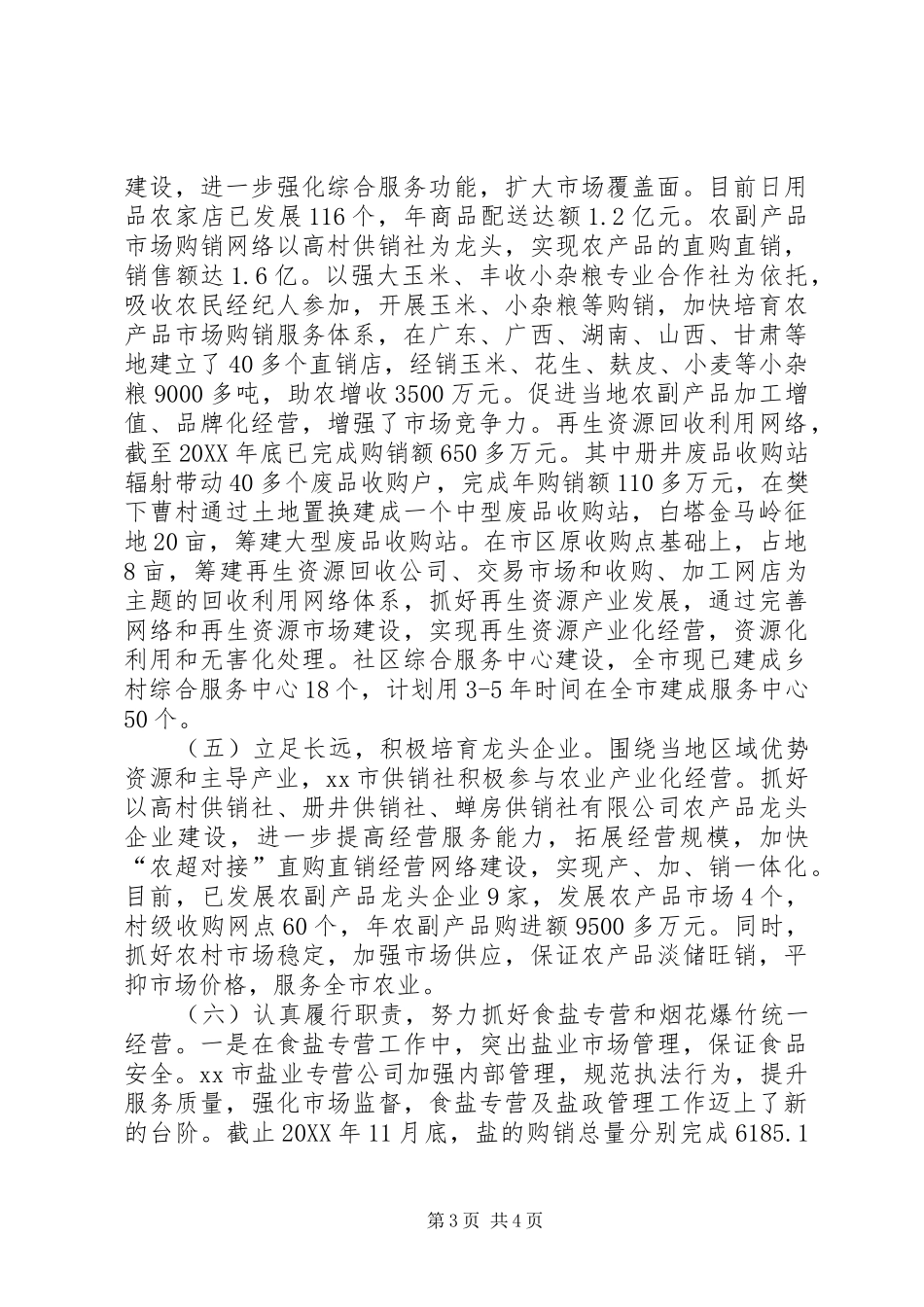 2024年市供销社工作总结报告材料_第3页