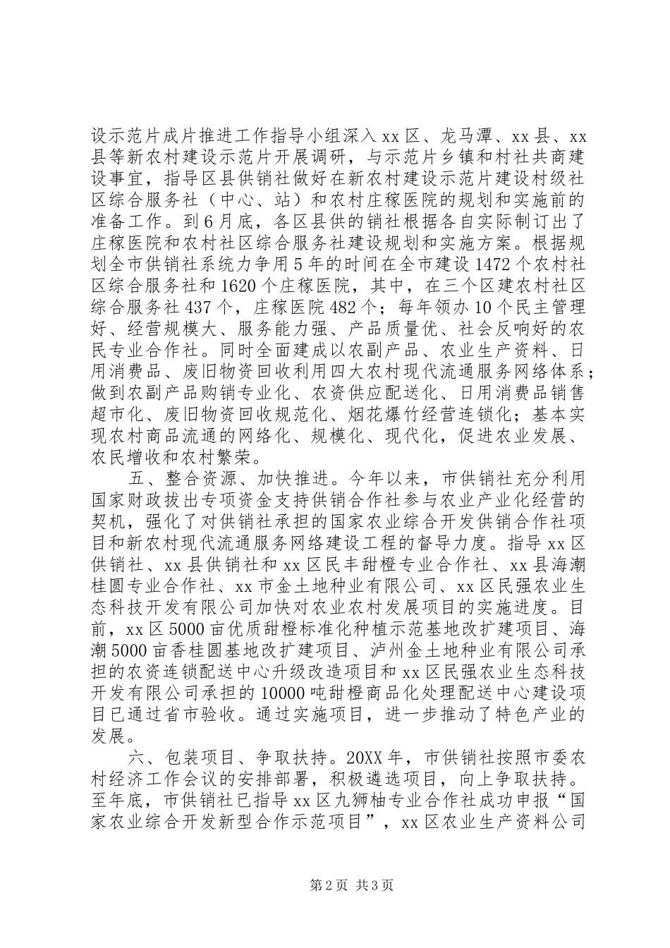 2024年市供销社新农村示范片建设成片推进工作总结_第2页