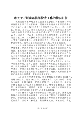 2024年市关于开展防汛抗旱检查工作的情况汇报