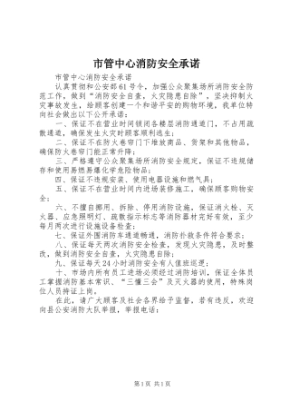 2024年市管中心消防安全承诺
