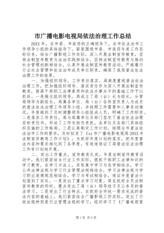 2024年市广播电影电视局依法治理工作总结