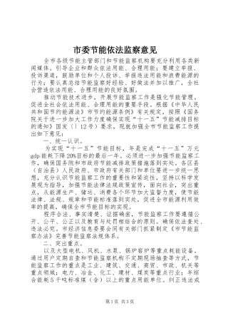 2024年市委节能依法监察意见