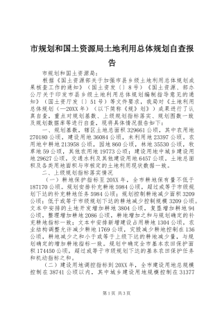 2024年市规划和国土资源局土地利用总体规划自查报告