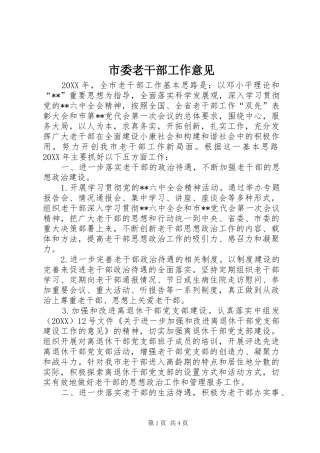 2024年市委老干部工作意见