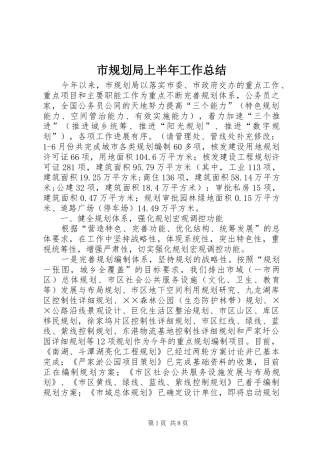 2024年市规划局上半年工作总结