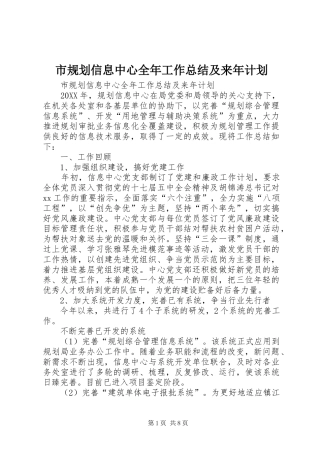 2024年市规划信息中心全年工作总结及来年计划
