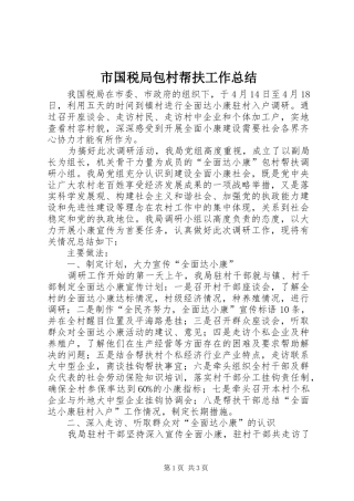 2024年市国税局包村帮扶工作总结