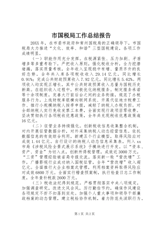 2024年市国税局工作总结报告