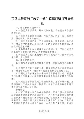 2024年市国土房管局两学一做查摆问题与特色做法