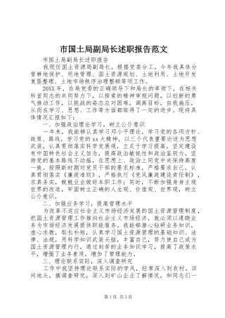 2024年市国土局副局长述职报告范文