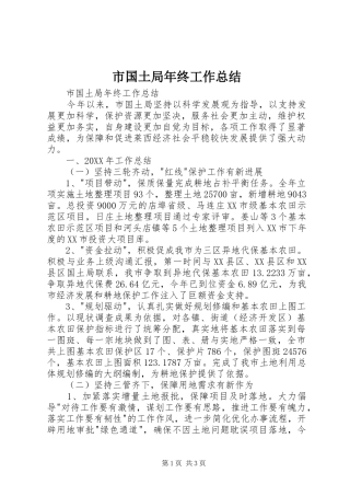 2024年市国土局年终工作总结