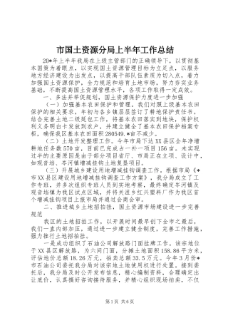 2024年市国土资源分局上半年工作总结