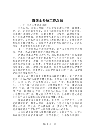 2024年市国土资源工作总结