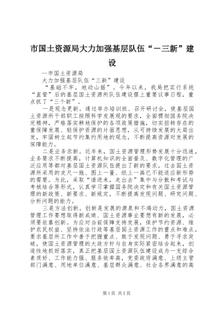 2024年市国土资源局大力加强基层队伍三新建设