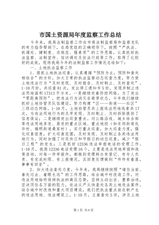 2024年市国土资源局年度监察工作总结