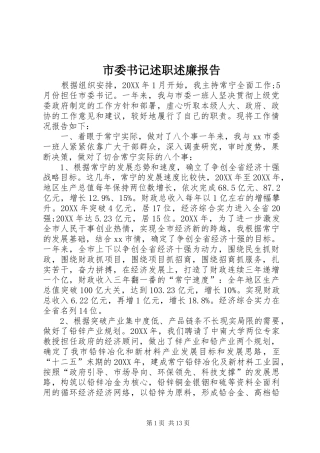 2024年市委书记述职述廉报告