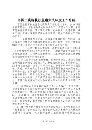 2024年市国土资源执法监察大队年度工作总结