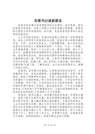 2024年市委书记谈抓落实